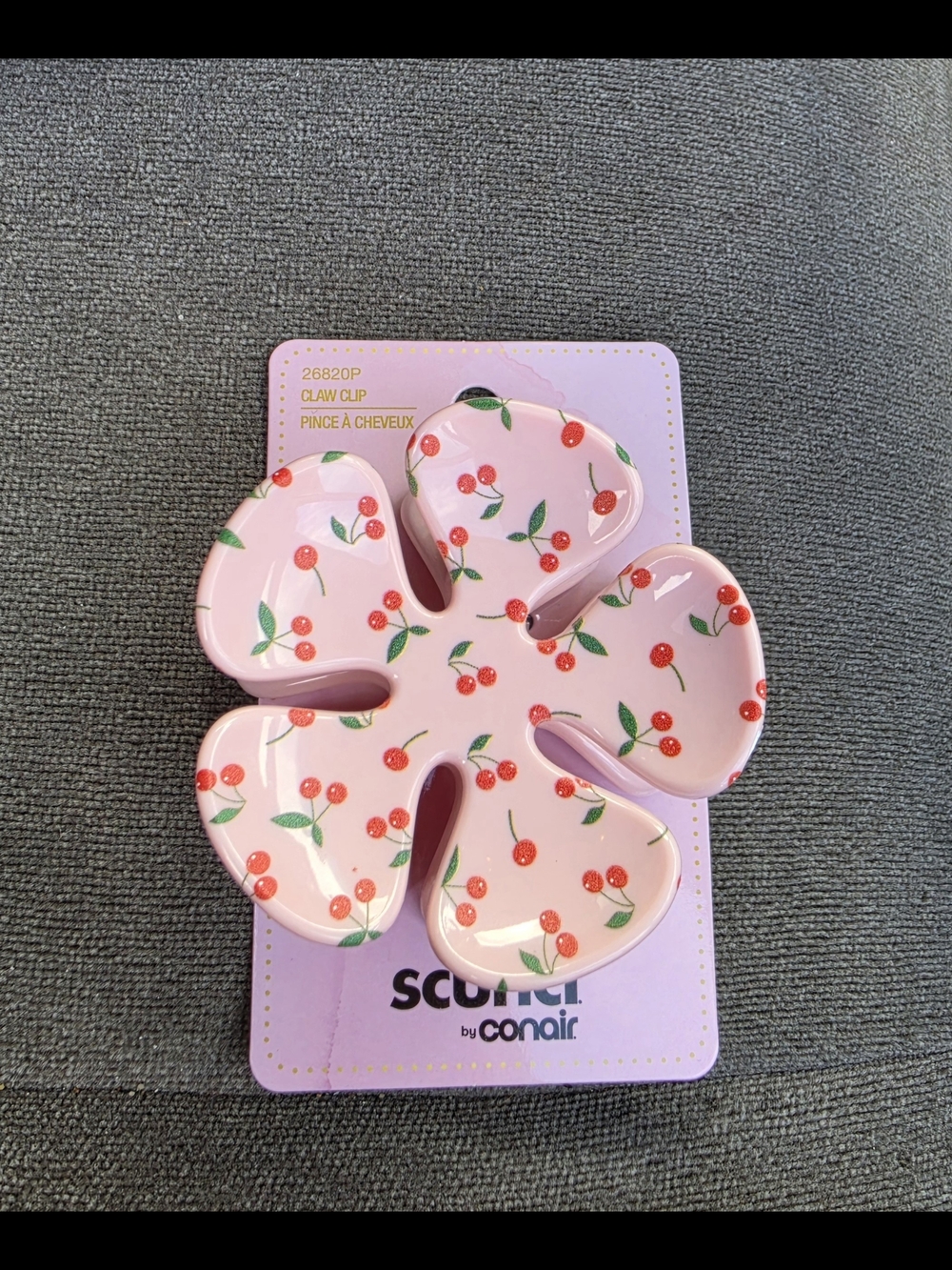 Scunci Pink Cherry Print Flower Hair Claw Clip BNIB